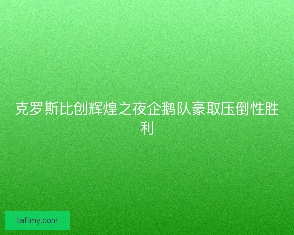 克罗斯比创辉煌之夜企鹅队豪取压倒性胜利
