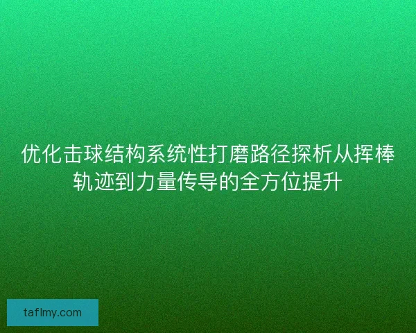优化击球结构系统性打磨路径探析从挥棒轨迹到力量传导的全方位提升