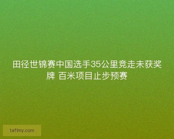 田径世锦赛中国选手35公里竞走未获奖牌 百米项目止步预赛