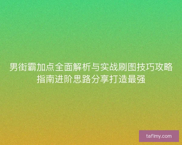 男街霸加点全面解析与实战刷图技巧攻略指南进阶思路分享打造最强