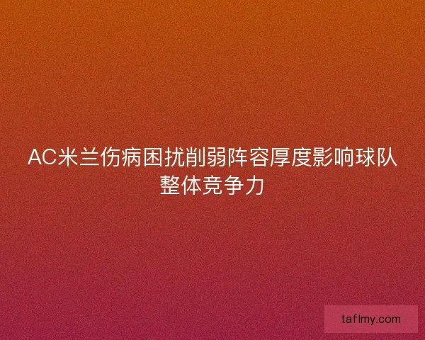 AC米兰伤病困扰削弱阵容厚度影响球队整体竞争力