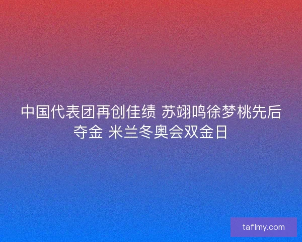中国代表团再创佳绩 苏翊鸣徐梦桃先后夺金 米兰冬奥会双金日